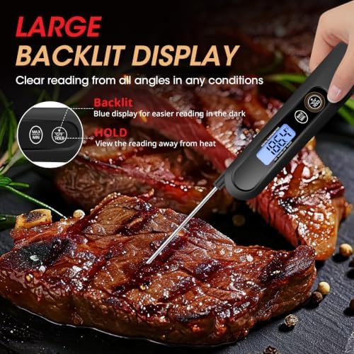Meat Thermometer Digital – Instant Read Food Thermometer for Cooking Black - Image 4