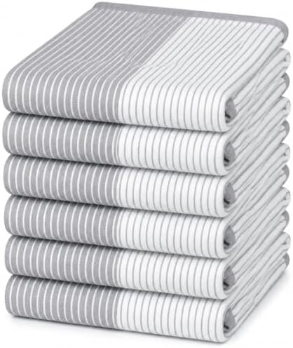 Premium Kitchen Towels 6 Pack 100% Cotton, 20"x28" - Grey by BumbleTowels