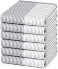 Premium Kitchen Towels 6 Pack 100% Cotton, 20"x28" - Grey by BumbleTowels