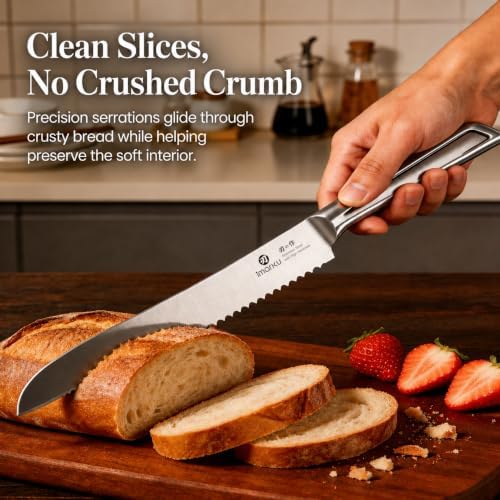 imarku Serrated Bread Knife with Japanese High Carbon Stainless Steel - Image 4