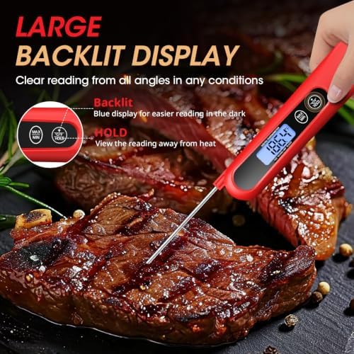 Meat Thermometer Digital – Instant Read Food Thermometer for Cooking Red - Image 4