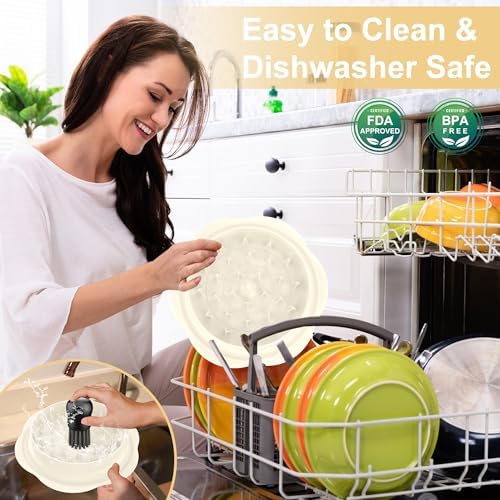 Chicken Shredder Tool Twist Large Meat Shredder with Brush&Fork, Beige - Image 4