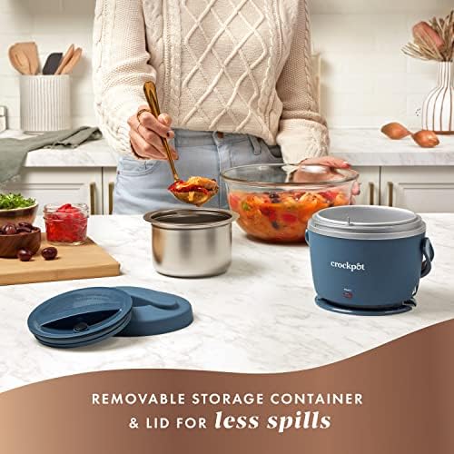 Crock-Pot 20-Ounce Electric Lunch Box Portable Food Warmer Faded Blue Perfect for Travel Car On-the-Go Keeps Food Warm Spill-Free Dishwasher-Safe (Pack of 4) - Image 4