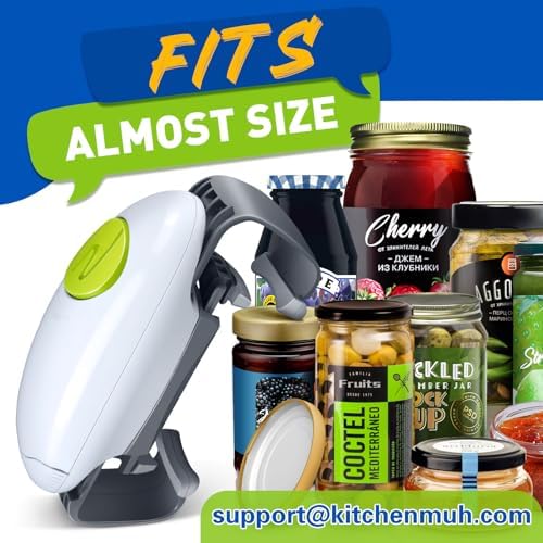 KITCHENMUH Higher Torque Electric Jar Opener for Seniors with Arthritis Fit Almost Jars Size, Automatic Jar Opener for Weak Hands, Hands Free Battery Operated Bottle Opener for Arthritic Hands (White) - Image 5