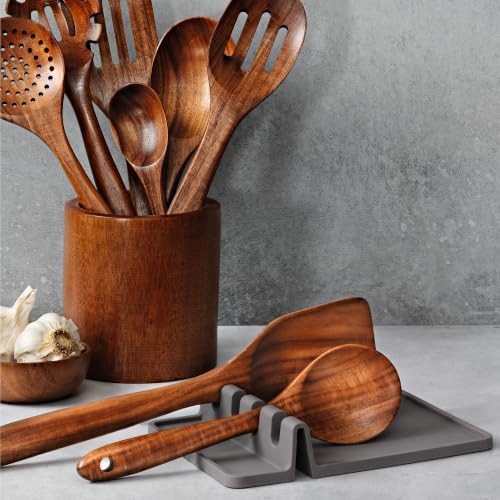 Zulay Kitchen Extra Large Silicone Utensil Rest with Drip Pad for Multiple Utensils - BPA-Free Heat-Resistant Spoon Rest & Spoon Holder for Stove Top - Kitchen Utensil Holder for Spoon - Gray - Image 6