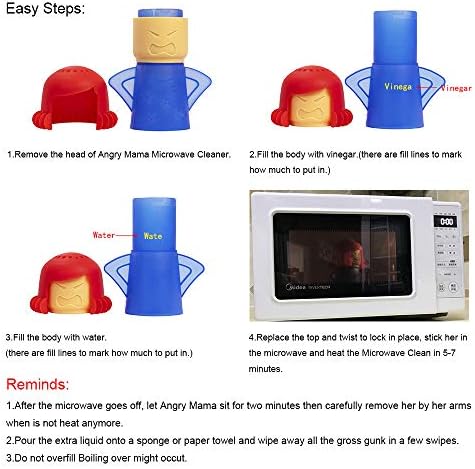 Angry Mom Microwave Cleaner, Mad Mama Microwave Steam Cleaner, Just Add Vinegar and Water, Easily Cleans the Crud in Minutes (Blue) - Image 5