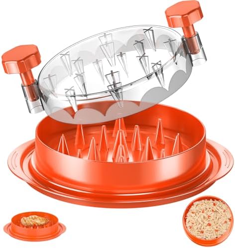 SoulLife Chicken Shredder Tool Twist 8 Inches, BPA free, Dishwasher safe, Meat Shredder, with Clear Lid, Ergonomic Handle, Strong Anti-slip, Easy To Clean, Suitable for Pork Beef Chicken (Orange) by SoulLife
