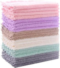 24 Pack Kitchen Dishcloths - Does Not Shed Fluff - Reusable Dish Towels, Dish cloths, Super Absorbent Coral Fleece Cleaning Cloths, Nonstick Oil Washable Fast Drying, 7 x 9 Inch (Multicolor) by Sunny+zzzZZ