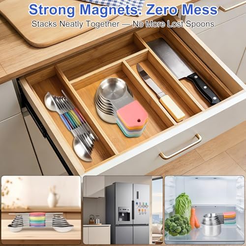 Magnetic Measuring Cups and Spoons Set-Heavy Duty 304 Stainless Steel Cups - Image 4