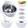 4-1 Strainer with Bowl Set - Rotatable Colander for Kitchen(Patented) - Strainers and Colanders - Pasta Strainer with New Upgraded Graters for Fruit Veggie Fun Kitchen Presents - White by Balavina