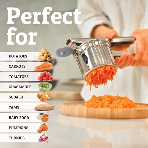 PriorityChef Large 15oz Potato Ricer, Heavy Duty Stainless Steel Potato Masher and Ricer Kitchen Tool, Press and Mash Kitchen Gadget For Perfect Mashed Potatoes - Everytime, Grey - Image 5