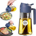 YARRAMATE 16 oz 2-in-1 Glass Olive Oil Sprayer for Cooking, Navy by YARRAMATE
