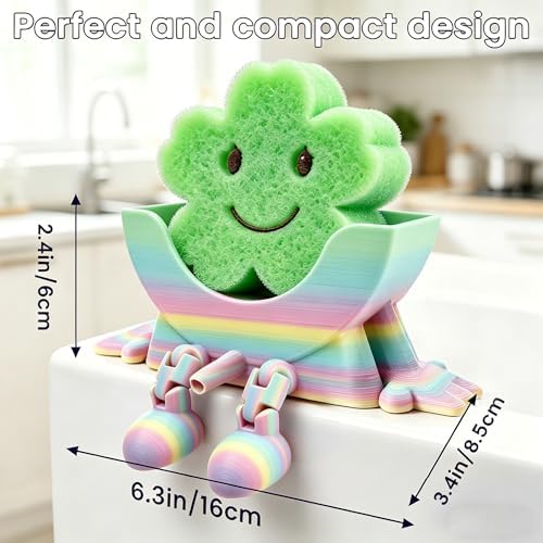 Creative Drainage Sponge Holder: Traceless Glue, 3D Printed Funny Kitchen Sink Holder, Keeps Sponge Dry – for Scrub Daddy (1, Gradient Random) - Image 6