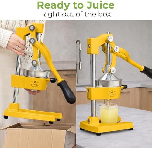 Zulay Kitchen Cast Iron Juicer, Orange Manual Juicer, Citrus Press, Yellow - Image 3