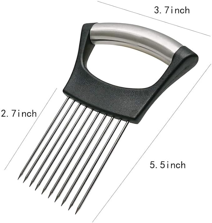 Ultra Onion Slice Holder - Stainless Steel Holder for Slicing Meat, Onion, Potato, Tomato - 3 Pack