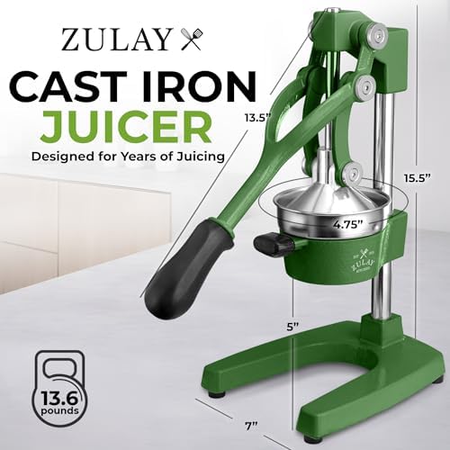 Zulay Kitchen Cast Iron Juicer, Orange Manual Juicer, Citrus Press, Green - Image 2