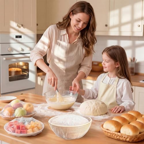 Homelove 100pcs Bowl Covers Bread Proofing - Large Plastic Wrap for Food Sourdough Bread Baking Rising Elastic Reusable Plate Covers Outdoor Food Fresh Keeping Bags Shower Cap Hair Deep Conditioning - Image 2