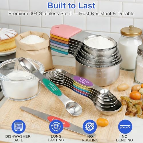 Magnetic Measuring Cups and Spoons Set-Heavy Duty 304 Stainless Steel Cups - Image 2