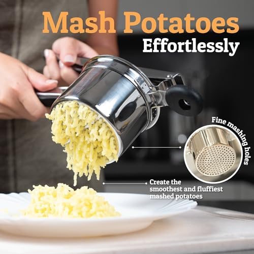 PriorityChef Large 15oz Potato Ricer, Heavy Duty Stainless Steel Potato Masher and Ricer Kitchen Tool, Press and Mash Kitchen Gadget For Perfect Mashed Potatoes - Everytime - Image 2