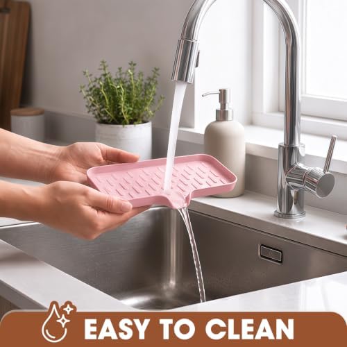 CAKETIME 2 Pack Silicone Soap Dish with Drain Spout for Bathroom Shower Caddy Kitchen Counter Sponge Holder Bar Sink Organizer Tray Container Drying Toiletries Essentials Cute Girl Pink Gifts Medium - Image 3