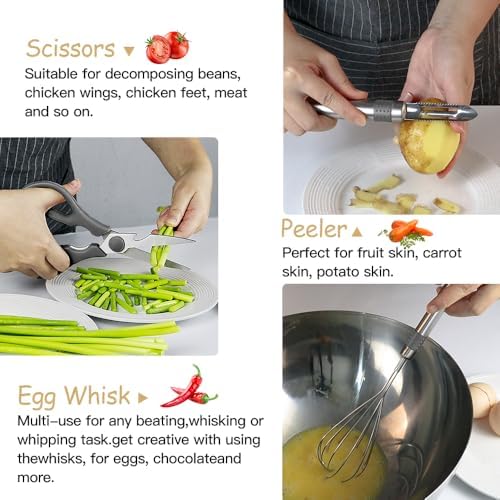 Kitchen Utensil Set-Silicone Cooking Utensils-33 Kitchen Gadgets & Spoons for Nonstick Cookware-Silicone and Stainless Steel Spatula Set-Best Kitchen Tools, Useful Pots (Grey) - Image 6