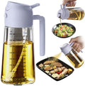 TrendPlain 16oz/470ml Glass Olive Oil Sprayer for Cooking - 2 in 1 Olive Oil Dispenser for Kitchen Gadgets, Air Fryer, Salad, and BBQ - Periwinkle by TrendPlain