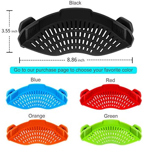 AUOON Clip On Strainer Silicone for All Pots, Standard 8.86 x 3.55in, Black - Image 5