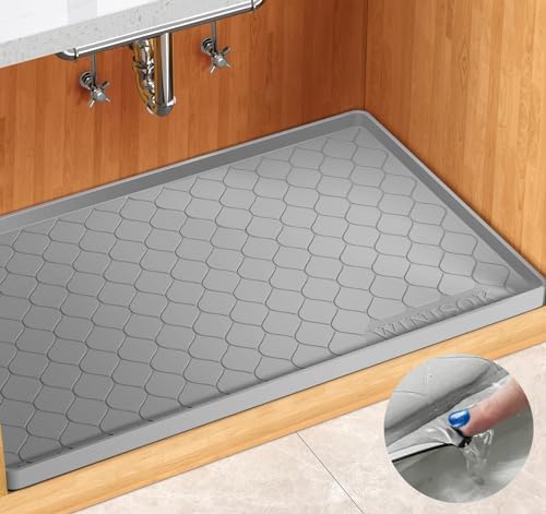 Winisok Waterproof Under Sink Mat 37" x 19", Silicone Mat, Light Gray by Winisok