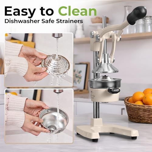 Zulay Kitchen Cast Iron Juicer, Orange Manual Juicer, Citrus Press, Cream - Image 5