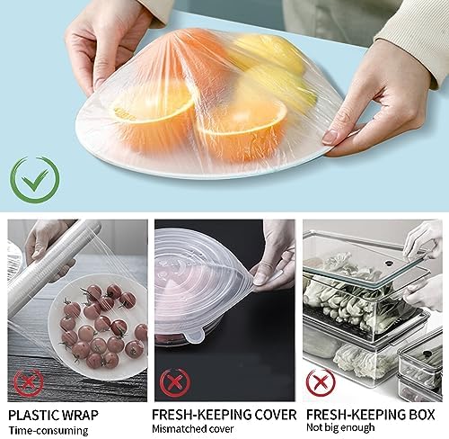 Homelove 100pcs Colorful Plastic Bowl Covers Dish Cover Food Cover, Reusable Elastic Stretch Fresh Keeping Covers, Kitchen Dining Cookware Canning Lids Food Bags, Universal Kitchen Plastic Wrap - Image 4
