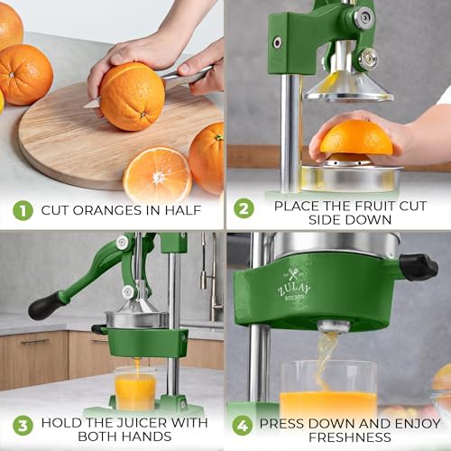 Zulay Kitchen Cast Iron Juicer, Orange Manual Juicer, Citrus Press, Green - Image 4