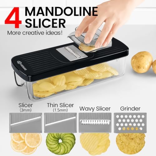 KEOUKE 8-in-1 Vegetable Chopper Mandoline Slicer with Container Hand Guard - Image 5