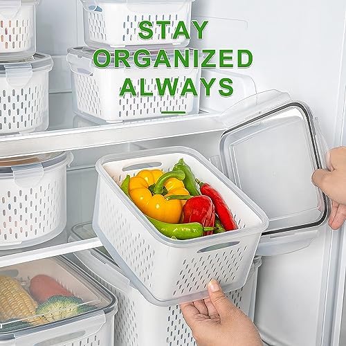 Freshmage Fruit Storage Containers for Fridge with Removable Colander 6 pcs - Image 5