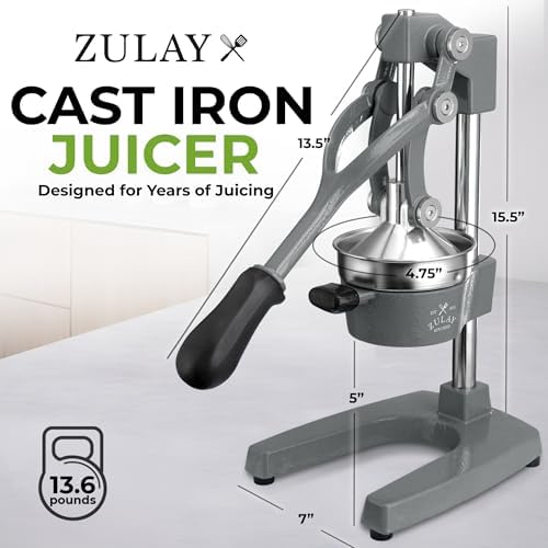 Zulay Kitchen Cast Iron Juicer, Orange Manual Juicer, Citrus Press, Grey - Image 2