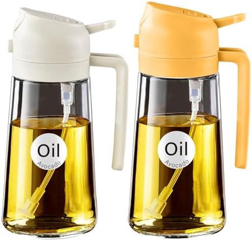 YARRAMATE 16 oz 2-in-1 Glass Olive Oil Sprayer for Cooking, WhiteOrange by YARRAMATE
