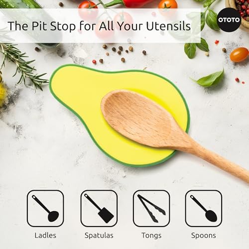 OTOTO Avocado Spoon Rest for Stove Top - Silicone Spoon Rest for Kitchen Counter, for Ladles, Tongs, Spatula Funny Cool Cute Kitchen Gifts Gadgets Accessories - Image 4