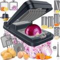 12-in-1 Vegetable Chopper with 7 Blades, Food Veggie Cutter, Mandoline Gray by SpaceHacks