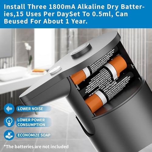 Automatic Soap Dispenser Touchless,15-Level,Kitchen Bathroom Black - Image 6