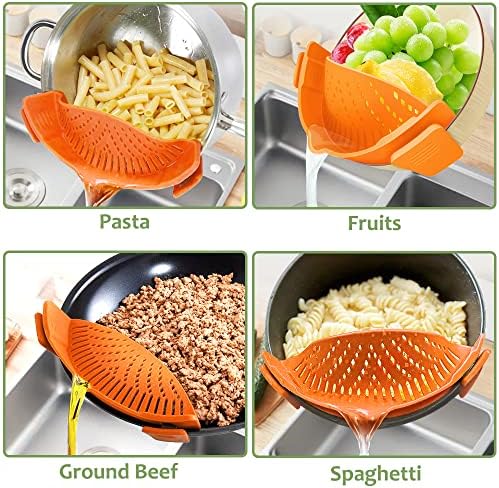 YEVIOR Clip on Strainer for Pots Pan Pasta,Silicone Food Pan Strainer - Image 6