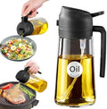 YARRAMATE 16 oz 2-in-1 Glass Olive Oil Sprayer for Cooking, Black by YARRAMATE