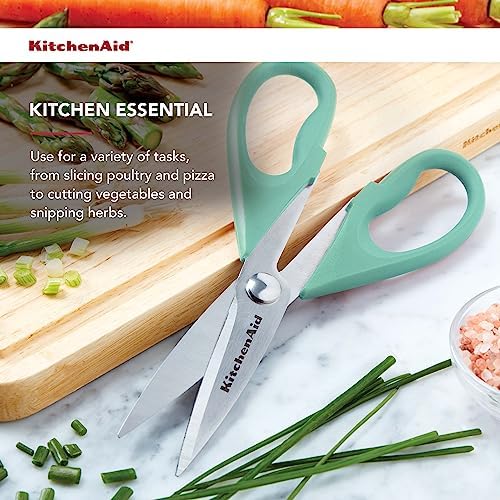 KitchenAid All Purpose Kitchen Shears with Protective Sheath Durable Stainless Steel Scissors, Dishwasher Safe, Soft Grip Comfort Handle, 8.72 Inch, Aqua Sky - Image 3