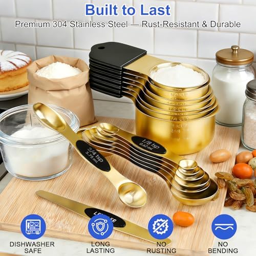 Magnetic Measuring Cups and Spoons Set-Heavy Duty 304 Stainless Steel Cups - Image 2