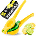 Zulay Metal 2-In-1 Lemon Squeezer Manual - Sturdy, Max Extraction Hand Juicer Lemon Squeezer Gets Every Last Drop - Easy to Clean & Use Citrus Juicer-Yellow/Green by ZulayKitchen