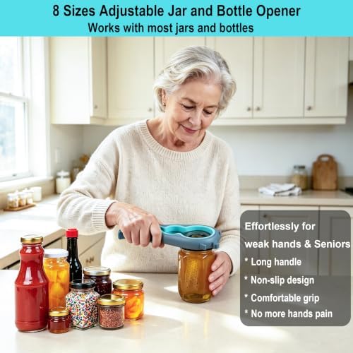 Jar Opener for Weak Hands, Seniors with Arthritis, 5 in 1 Bottle Opener - Image 4