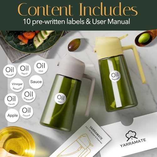 YARRAMATE 16oz/470ml Light-Blocking Dark Oil Sprayer for Cooking, 2 in 1 Olive Oil Dispenser Bottle for Kitchen,Dark Green Glass Oil Bottle, Food-Grade Oil Mister for Air Fryer, BBQ (LotusRootPink) - Image 6