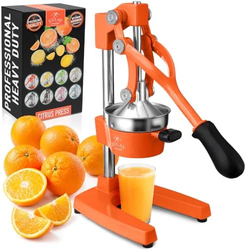 Zulay Kitchen Cast Iron Juicer, Orange Manual Juicer, Citrus Press, Orange by ZulayKitchen
