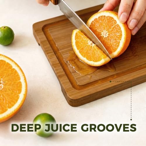 Kikcoin 9"×6" Small Bamboo Cutting Board with Handle, Deep-Carbonized - Image 5