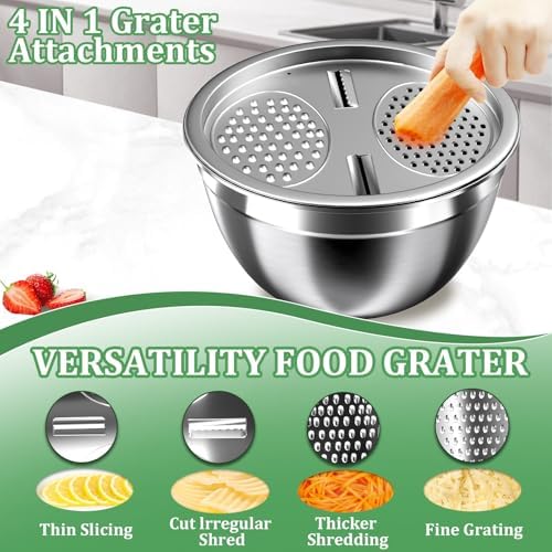 Mixing Bowls with Lids Set, 27Pcs Stainless Steel Nesting Mixing Bowls Set for Kitchen Cooking & Storage, Metal Salad Bowls with Colander, Strainer, Grater & Dressing Containers, Kitchen Gadgets Black - Image 6