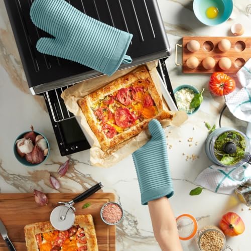 KITCHENAID Ribbed Soft Silicone Oven Mitt 2-Pack Set, 7.5"x13", Mineral Water Aqua - Image 3