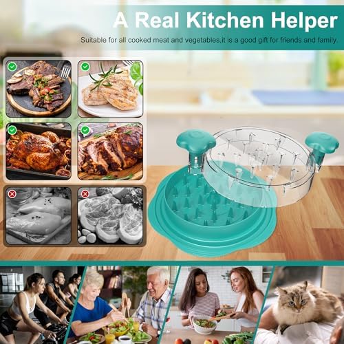 Chicken Shredder Tool Twist Large Meat Shredder with Brush&Fork, Teal - Image 5